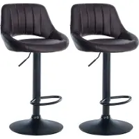 DELUKE 2er Set Barhocker SEGAD - Kunstleder Braun 47x48x85 cm Schwarz | Barstuhl Höhenverstellbar Mit Lehne Drehbar Tresenhocker Tresenstuhl Kneipenhocker
