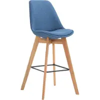 DELUKE Barhocker GIKAR - Stoff Blau 48x56x112 cm | Barstuhl Mit Lehne Tresenhocker Tresenstuhl Kneipenhocker Kneipenstuhl