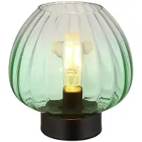 Globo Lighting LED Tischleuchte, Metall, schwarz, Glas, grün, D 23 cm