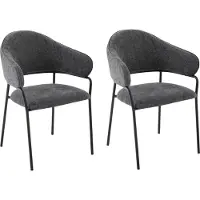 ByLiving Stuhl 2-er Set CURVE / Webstoffbezug in dunkelgrau, Gestell in schwarz / Esszimmerstuhl / Küchenstuhl / Maße: B 60 x H 86 x T 58 cm