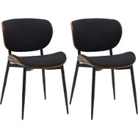 CLP 2er Set Esszimmerstuhl Enid mit Rückenlehne und Polsterung I Sessel walnuss/schwarz Material Stoff