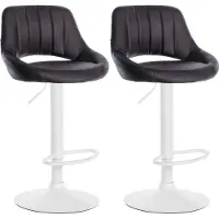 DELUKE 2er Set Barhocker SEGAD - Kunstleder Braun 47x48x85 cm Weiß | Barstuhl Höhenverstellbar Mit Lehne Drehbar Tresenhocker Tresenstuhl Kneipenhocker