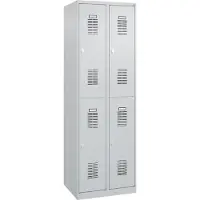 CP Doppelstöckiger Garderobenschrank 2 Abteile - lichtgrau, je 2 Fächer mit Stange, 1 St.