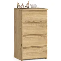 Home Collective Kommode breit Holz Highboard Sideboard für Flur Schlafzimmer Wohnzimmer Kinderzimmer Organizer, 4 Schubladen, Artisan Eiche