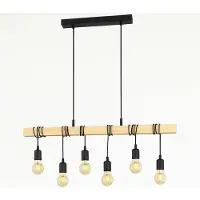 Etc-shop LED Pendelleuchte, Holzbalken Eiche Optik, H 191,5 cm