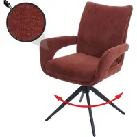 MCW Esszimmerstuhl MCW-O78, Küchenstuhl Stuhl, drehbar Auto-Return, Stoff/Textil Chenille (310g/m²) rotbraun