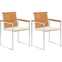 Prolenta Maison Exclusive - Gartenstühle mit Kissen 2 Stk. Massivholz Akazie und Stahl
