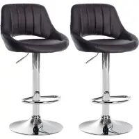 DELUKE 2er Set Barhocker SEGAD - Kunstleder Braun 47x48x85 cm Silber | Barstuhl Höhenverstellbar Mit Lehne Drehbar Tresenhocker Tresenstuhl Kneipenhocker