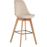 DELUKE Barhocker GIKAR - Samt Creme 48x56x112 cm | Barstuhl Mit Lehne Tresenhocker Tresenstuhl Kneipenhocker Kneipenstuhl