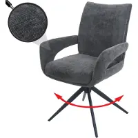 Mendler Esszimmerstuhl MCW-O78, Küchenstuhl Stuhl, drehbar Auto-Return, Stoff/Textil Chenille (310g/m²) dunkelgrau