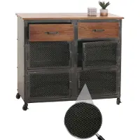 Mendler Kommode MCW-N28, Schrank, Rollen 2 Schubladen, 3D-Struktur Industrial Retro Metall Holz 90x100x40cm schwarz, braun