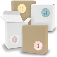 Itenga Adventskalender zum Füllen 24x Quader gemischt WEISS BRAUN + Sticker V09 Z17