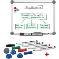 MAUL AKTION: Whiteboard 2000 MAULpro 200,0 x 100,0 cm weiß emaillierter Stahl + GRATIS 4 Boardmarker farbsortiert und 4 Kugelmagnete blau
