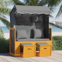 Prolenta Maison Exclusive - Strandkorb mit Kissen Poly Rattan Massivholz Schwarz Anthrazit