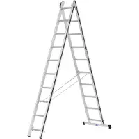 Hymer Alu Pro Allzweckleiter, zweiteilig, 2x10 Sprossen, Länge 2,83 / 4,51 m, Reichhöhe 4,00 / 5,39 m, Gewicht 10,8 kg