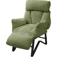 ML-Design Relaxsessel Grün Wohnzimmersessel mit Leinenbezug Fernsehsessel verstellbar mit Armlehnen Fußablage Seitentaschen Loungesessel Polsterstuhl