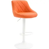 DELUKE Barhocker FALON - Kunstleder Orange 46x49x83 cm Weiß | Barstuhl Mit Lehne Drehbar Tresenhocker Tresenstuhl Kneipenhocker Kneipenstuhl