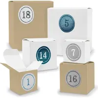 Itenga Adventskalender zum Füllen Quader Würfel gemischt WEISS BRAUN V3 Z01