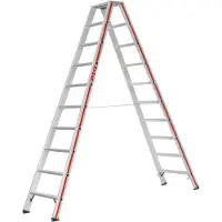 Hymer Stufenstehleiter mit Alu-Druckguss Gelenk 2x10 Stufen