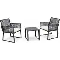 VCM 3-teilig Gartenmöbel Set, 2 Loungesessel mit Auflagen & Tisch 45x45 cm, Metall & Polyrattan Optik, Outdoor geeignet für Balkon & Terrasse - Fidola