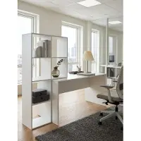 KADIMA DESIGN Schreibtisch mit Regal Weiß 170x59x143,5 cm Bürotisch Modern, Laptoptisch mit 6 Ablagen, Homeoffice Computertisch mit Stauraum