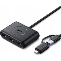 UGREEN USB 3.0 Hub mit USB-C-Anschluss, 1 m - Schwarz