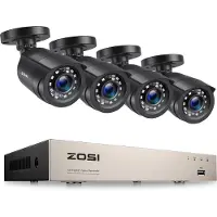 ZOSI 1080P Aussen Überwachungskamera Set mit Kabel, 8CH 5MP Lite DVR mit 4 Outdoor 1080P Sicherheitskamera System, Ohne Festplatte, 24m IR Nachtsicht