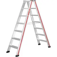 Hymer Stufenstehleiter, beidseitig begehbar, 2x7 Stufen, senkr. Höhe 1,60 m, Reichhöhe 3,14 m, Gewicht 9,5 kg