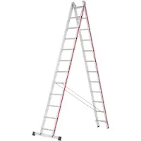 Hymer Aluminium-Mehrzweckleiter - Länge 3.440 / 5.960 mm - zweiteilig - Traverse gerade - Aluleiter