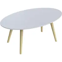 Meet by Paperflow Beistelltisch SCANDI, oval, 4-Fuß Gestell aus Massivholz, B 850 x T 500 x H 350 mm, weiß /Buche