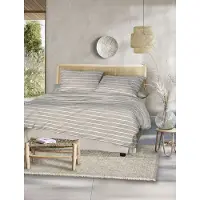 Irisette Easy Soft-Seersucker Bettwäsche 135x200 Streifen beige weiß 8548-80