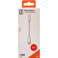2GO 797008, 3.5mm, Männlich, USB Typ-C, Männlich, 0,1 m, Weiß