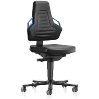 BIMOS Arbeitsdrehstuhl Nexxit Rollen Kunstlederpolster schwarz Grifffarbe blau 450-600 mm