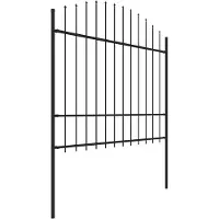 vidaXL Gartenzaun mit Speerspitze Stahl 1172 x 175 cm Schwarz