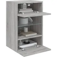 vidaXL Wandschränke mit LED-Leuchten für TV 2 Stk. Grau Sonoma