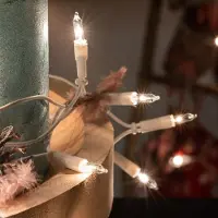 Hellum Lichterkette innen 35 klare warme Lichter, beleuchtet 5,10m, Kabel weiß, Stecker