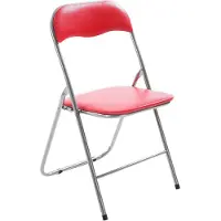CLP Klappstuhl Felix Klappbarer mit Kunstleder PVC Sitz Gepolstert Farbe:rot/silber