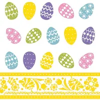 Papstar Servietten, 3-lagig 1/4-Falz 33 cm x 33 cm "Coloured Eggs", 6 x 100 Stück 600 Stück
