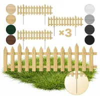 Pemicont Floranica 3 STK 100 x 30 cm Natur mit Metallpfosten Gartenzaun Vorgartenzaun Steckzaun Zierzaun Lattenzaun