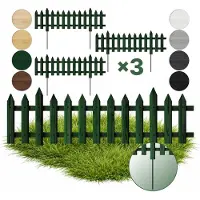 Pemicont Floranica 3 STK 100 x 20 cm Grün mit Metallpfosten Gartenzaun Vorgartenzaun Steckzaun Zierzaun Lattenzaun