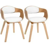 DELUKE 2er Set Stühle LONDON Kunstleder - 73x49x46cm, Natur/Weiß | Kunstleder | Holz Gestell | Konferenzstuhl Wartezimmerstuhl