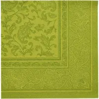Papstar 8 X 20 Servietten "ROYAL Collection" 1/4-Falz 40 cm x 40 cm olivgrün "Ornaments"
