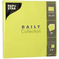 Papstar 20 Servietten "DAILY Collection" 1/4-Falz 32 cm x 32 cm Limonengrün