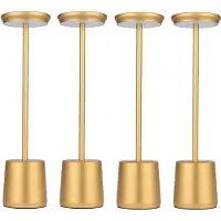 Luxus Europe - Tischlampe Touch Alexia Goud - Set van 4 - Kabellose LED-Tischlampe für den Innenbereich – USB-C wiederaufladbar