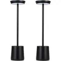 Luxus Europe - Tischlampe Touch Alexia Zwart - Set van 2 - Kabellose LED-Tischlampe für den Innenbereich – USB-C wiederaufladbar
