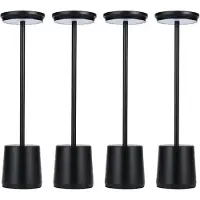 Luxus Europe - Tischlampe Touch Alexia Zwart - Set van 4 - Kabellose LED-Tischlampe für den Innenbereich – USB-C wiederaufladbar