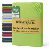 EXKLUSIV HEIMTEXTIL Frottee Spannbettlaken Rundumgummizug Marke 180 x 200 cm Limette/Apfelgrün 80% Baumwolle 20% Polyester Öko - Tex Zertifiziert