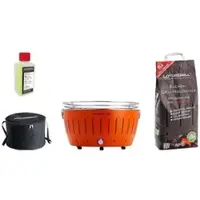 LotusGrill - Sonderpaket BBQ XL Orange (cm 43,5) mit 2,5 Kg Holzkohle und Brenngel