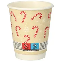 Papstar Trinkbecher, Pappe 0,2 l Ø 8 cm, 9,3 cm "Candy Canes " doppelwandig 500 Stück