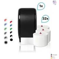 Blanc HYGIENIC SET: 1x Toilettenpapierspender Doppelrollen Blanc Cosmos + 32 Toilettenpapierrollen Long Life 3L - PRODUKTSET
